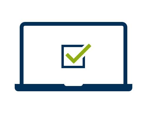 icon-join Drawing of a stylized open laptop with a checked box on the screen.
