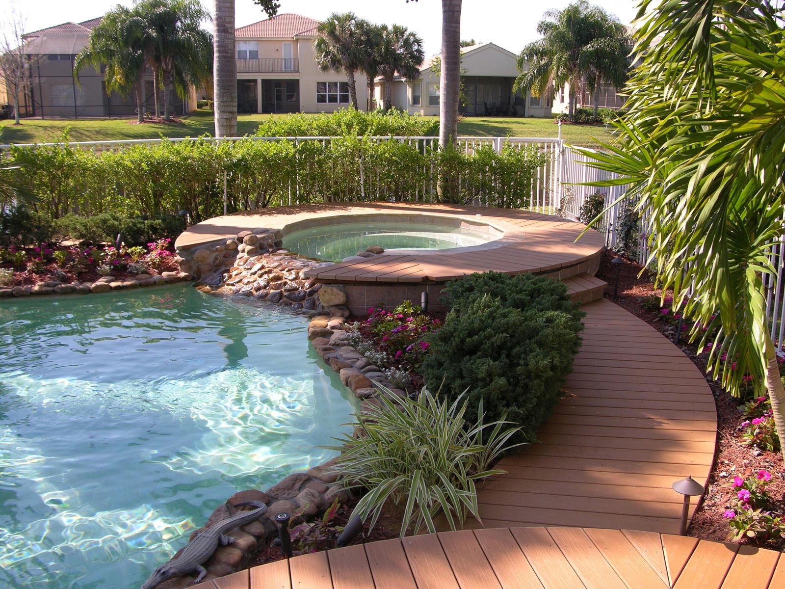 Pool and hot tub with decking