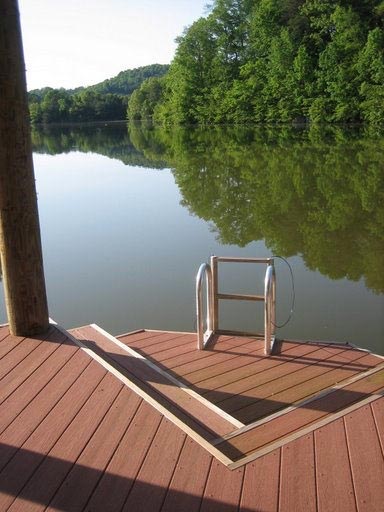 Dock with ladder overlooking water