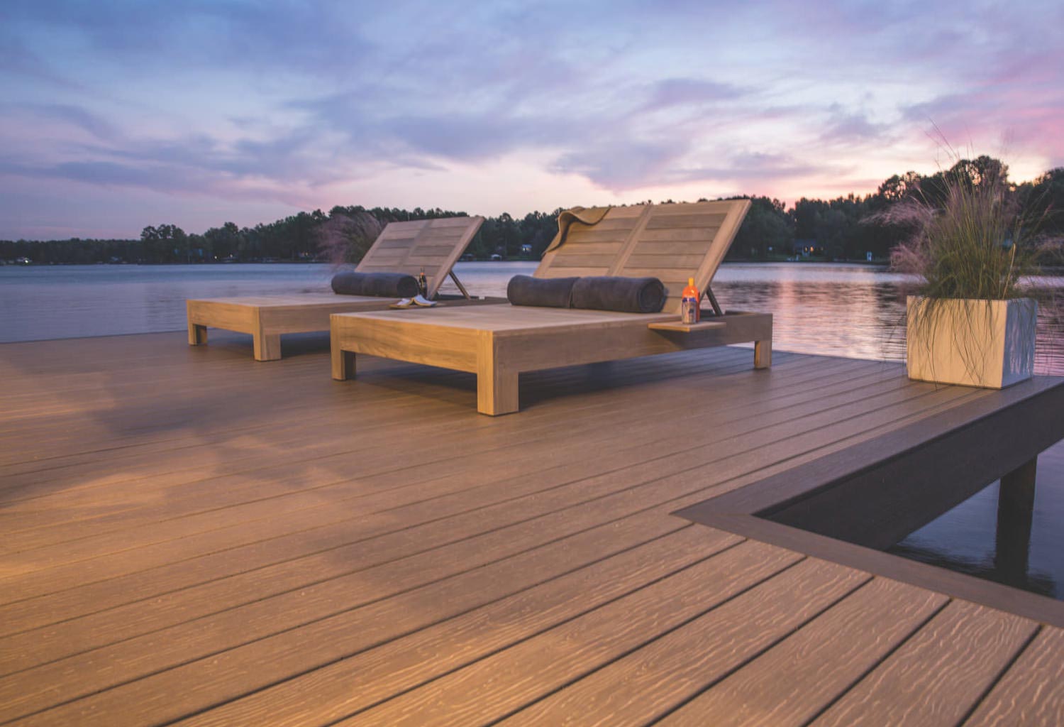 Deck with chairs at dusk