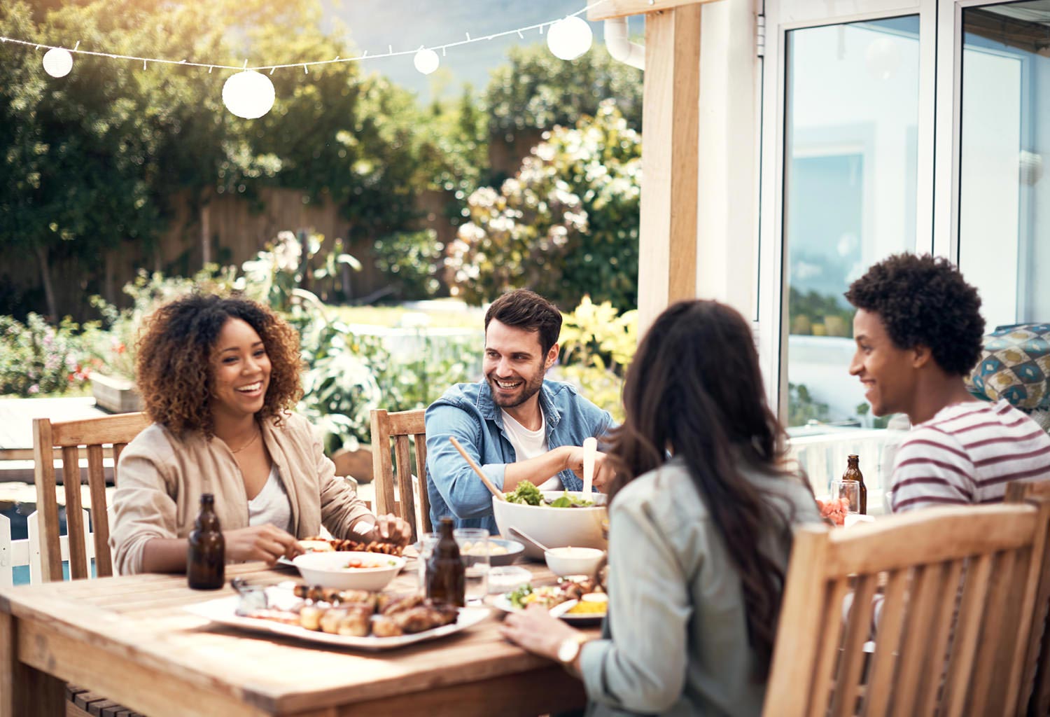 People dining outdoors