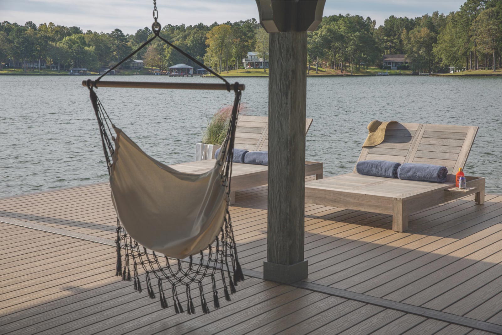 Dock with hammock and chairs