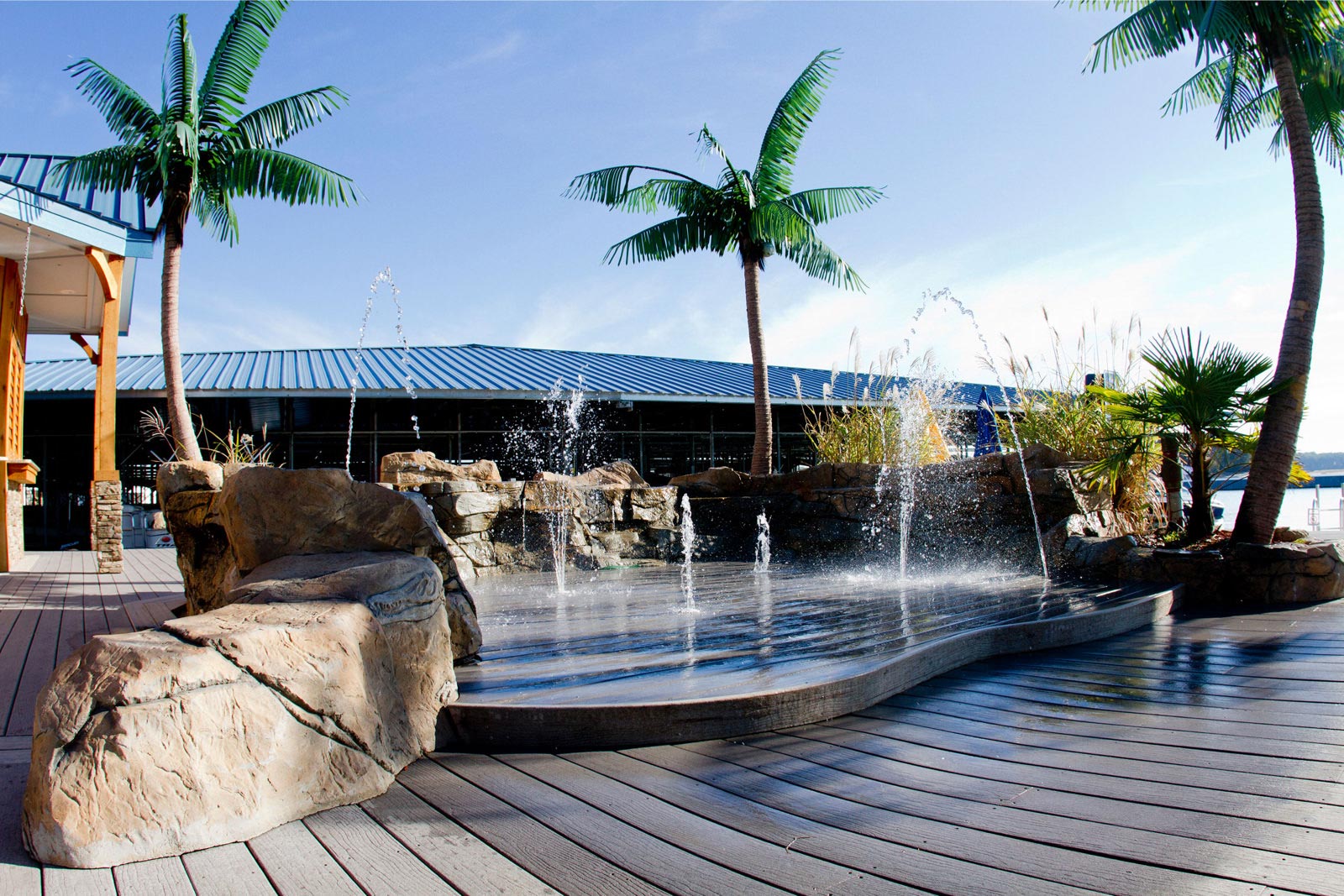 Decking at tropical waterpark