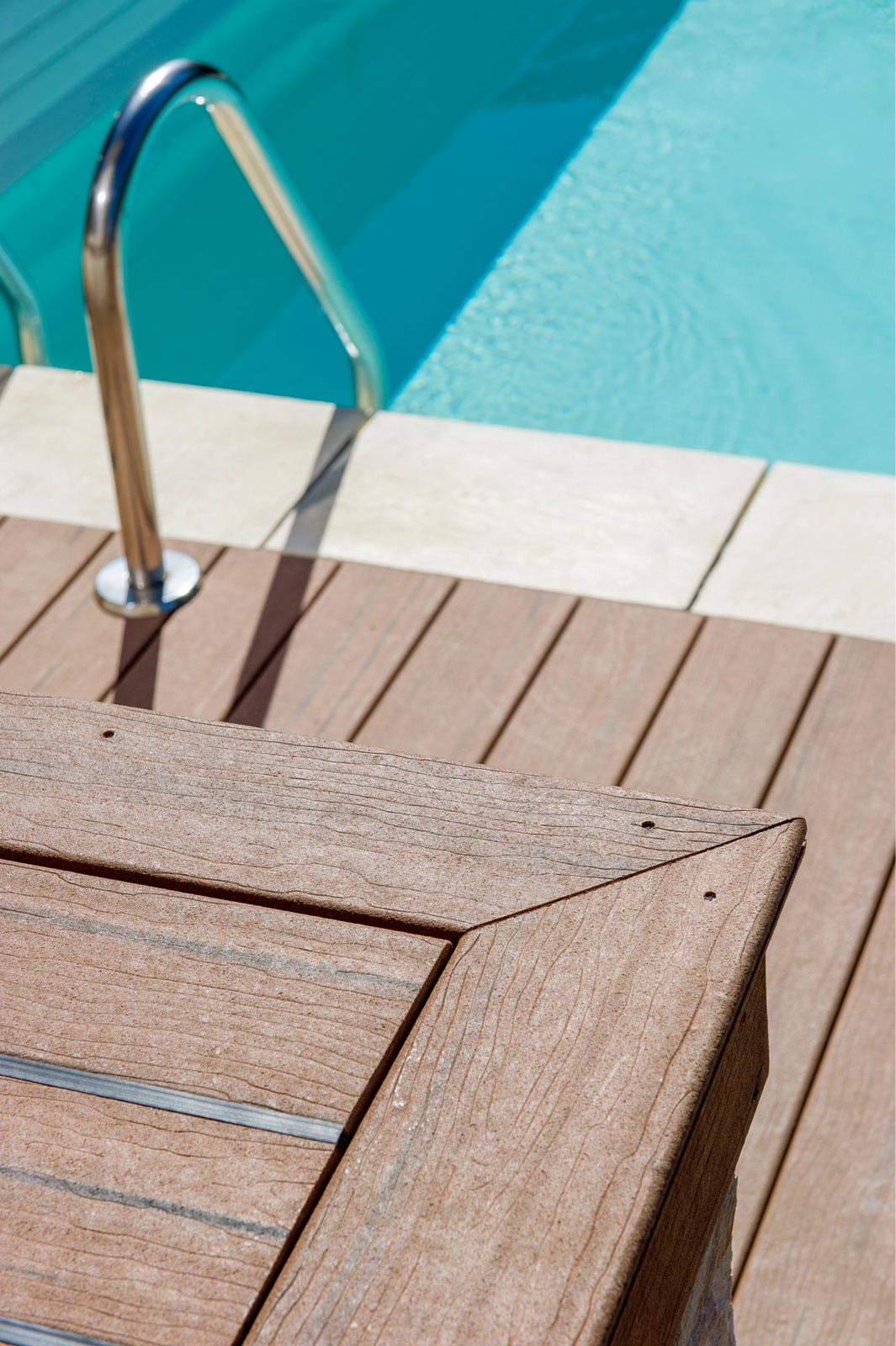 Pool with decking closeup