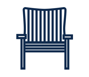 Drawing of a wooden deck chair.