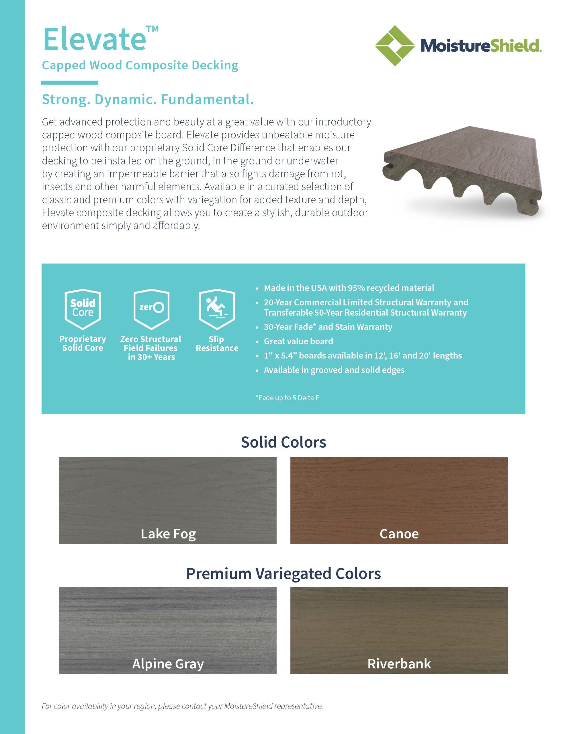 Deck Specifications for MoistureShield Composite Decking