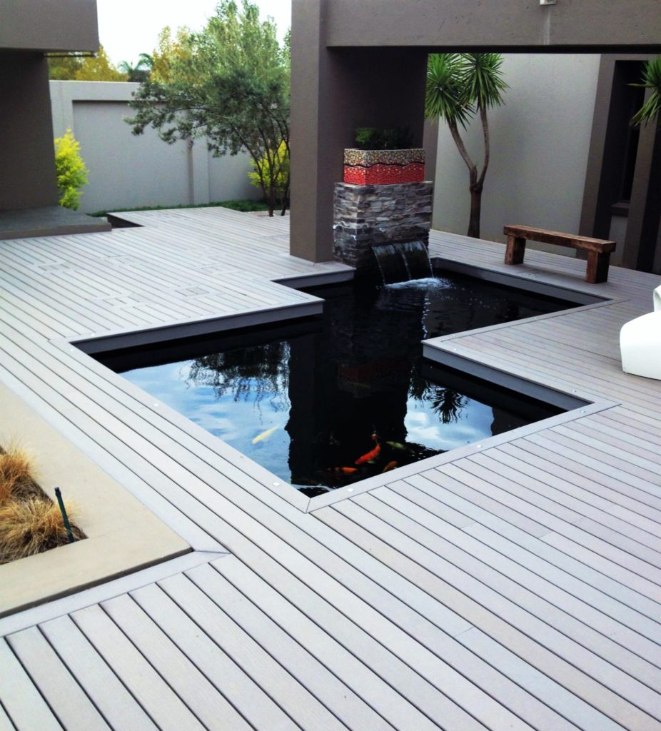 koi pond with composite decking