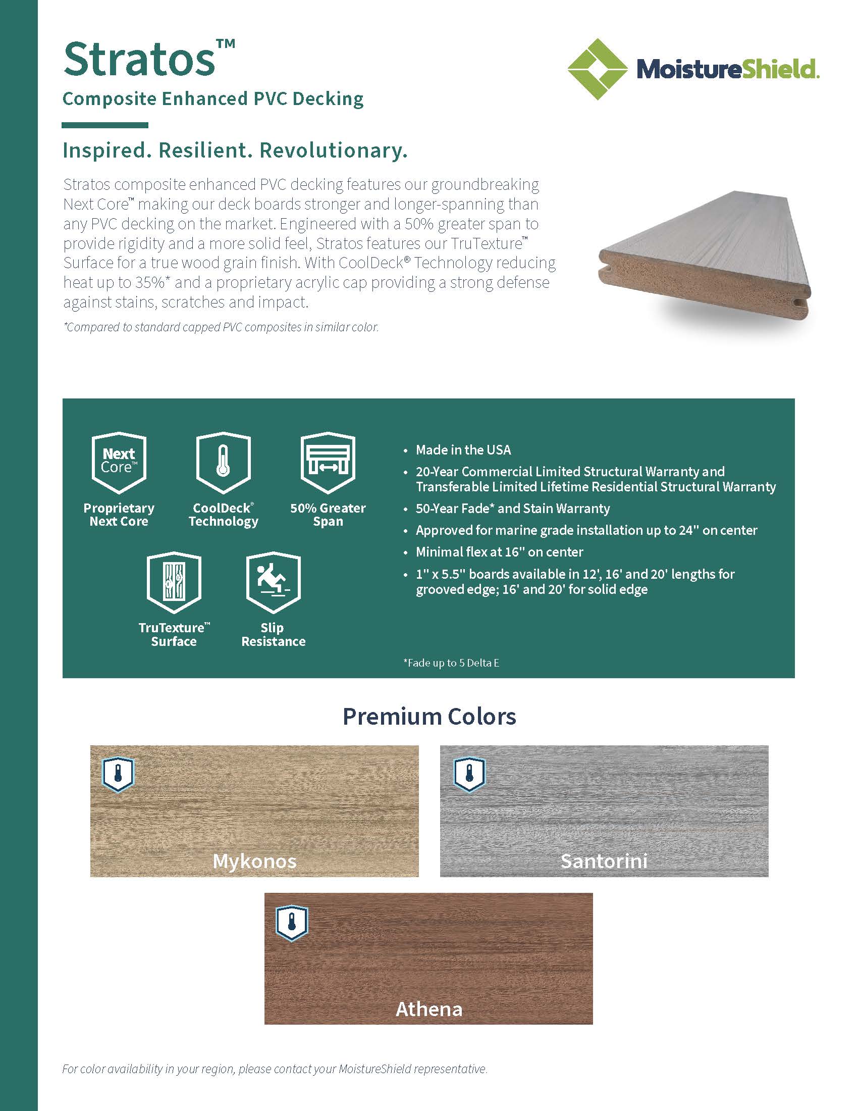 Deck Specifications for MoistureShield Composite Decking