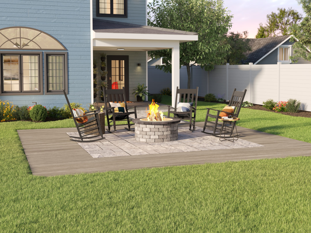 instadeck-pavers Completed InstaDeck and deck board installation featuring Belgard pavers.
